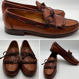 ALLEN EDMONDS KILTIE LOAFERS MENS SIZE 10.5 BROWN BRAIDED LEATHER SHOES SLIP ONS